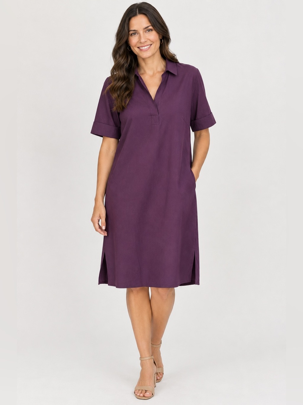 Chico’s Plum Purple Collared V-Neck Dress Size 1.5 (US 10) Classic Chic